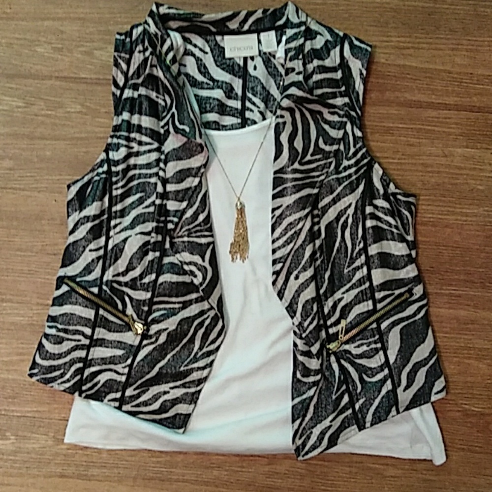Chico's zebra print tank jacket